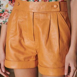 Sezane William Leather Shorts